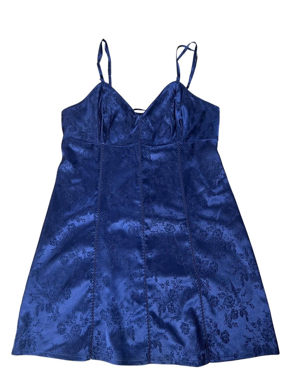 Victoria's Secret Tank Womens S Blue Satin Floral Camisole Lace Up Party